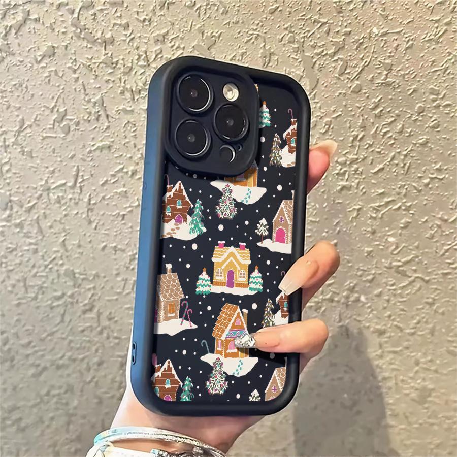 Christmas Gingerbread Houses Phone Case Suitable for Apple iPhone 17 E Air Pro ProMax iPhone16 15 14 Plus 13 12 Mini 11 X XS XR Shock Proof All Inclusive Lens Protection Girlish Style Cute Can Be Given to Friends