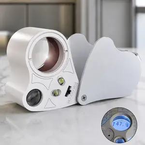 30X 60X Dual Magnification LED Illuminated Jewelers Loupe, Portable Gem Coin Stamp Collector Tool, Handheld Antique Watch Inspector Magnifier for Jewelry Rocks Stamps