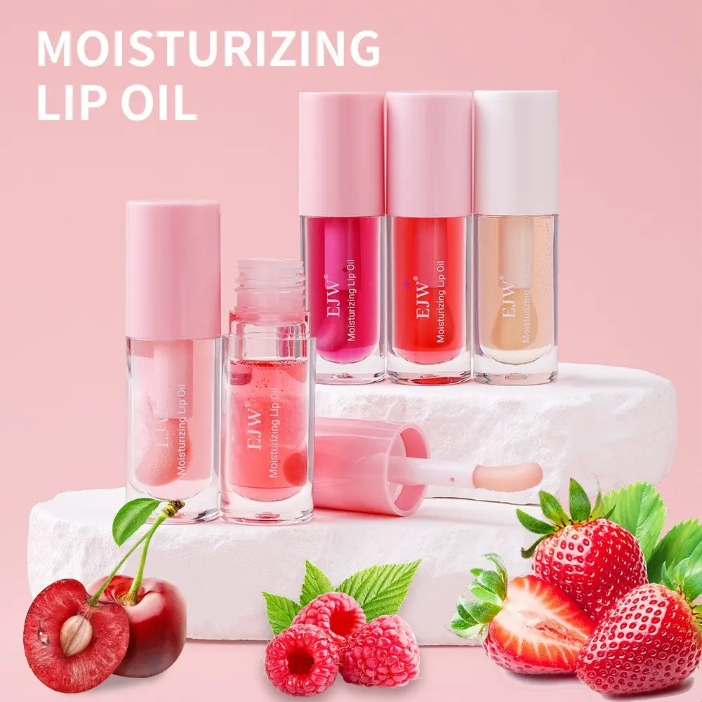 Moisturizing Lip Oil, Transparent Lip Balm, Fruit Flavor Lip Gloss, Hydrating Gentle Long-Lasting Lip Essence, Essential for Summer