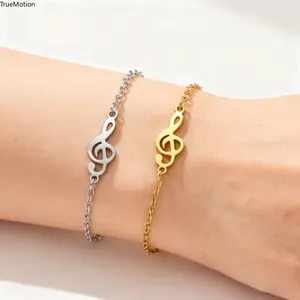 Treble Clef Music Note Bracelet - Stainless Steel Multi-layer Bead Chain Jewelry for Women Birthday Graduation Gifts