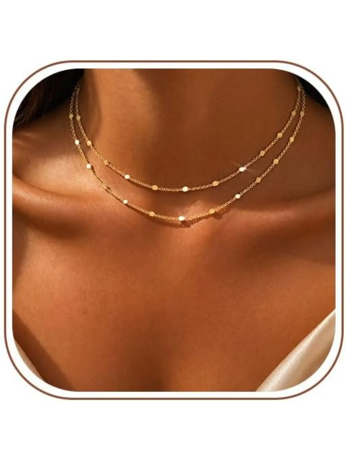 Golden Plated Necklaces for Women Dainty Choker Necklace Simple Trendy Cute Layered Charm Chain Jewelry for Gifts
