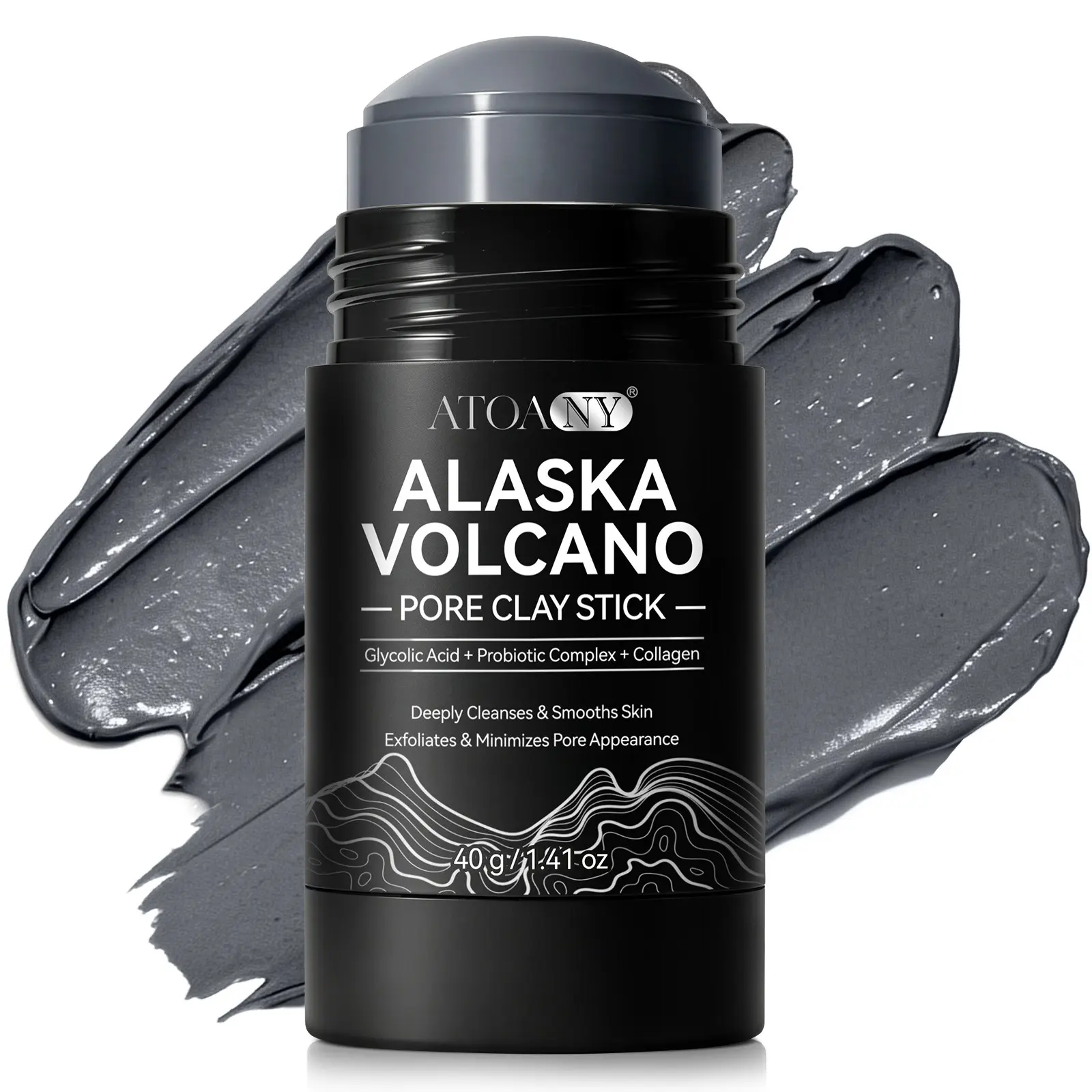 ATOANY Deep Cleansing Pore Mask Stick, 40 g, Natural Alaskan Volcanic Clay, Gentle Exfoliation, Smooth Skin, Non-Drying Skincare Mask, Blackhead Mud Mask