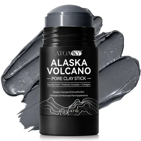 ATOANY Deep Cleansing Pore Mask Stick, 40 g, Natural Alaskan Volcanic Clay, Gentle Exfoliation, Smooth Skin, Non-Drying Skincare Mask, Blackhead Mud Mask