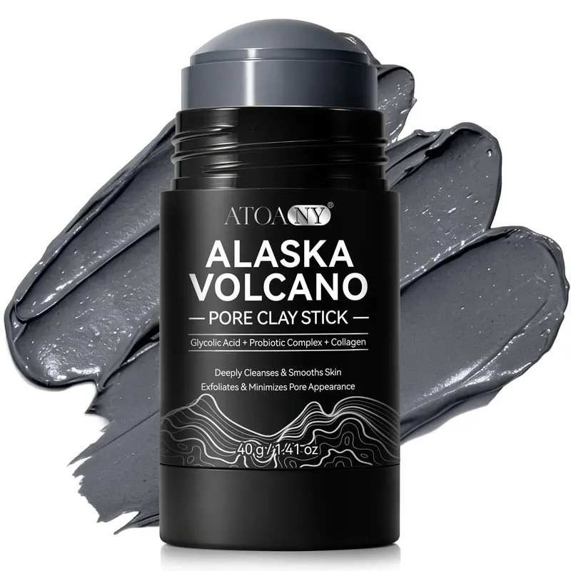 ATOANY Deep Cleansing Pore Mask Stick, 40 g, Natural Alaskan Volcanic Clay, Gentle Exfoliation, Smooth Skin, Non-Drying Skincare Mask, Blackhead Mud Mask