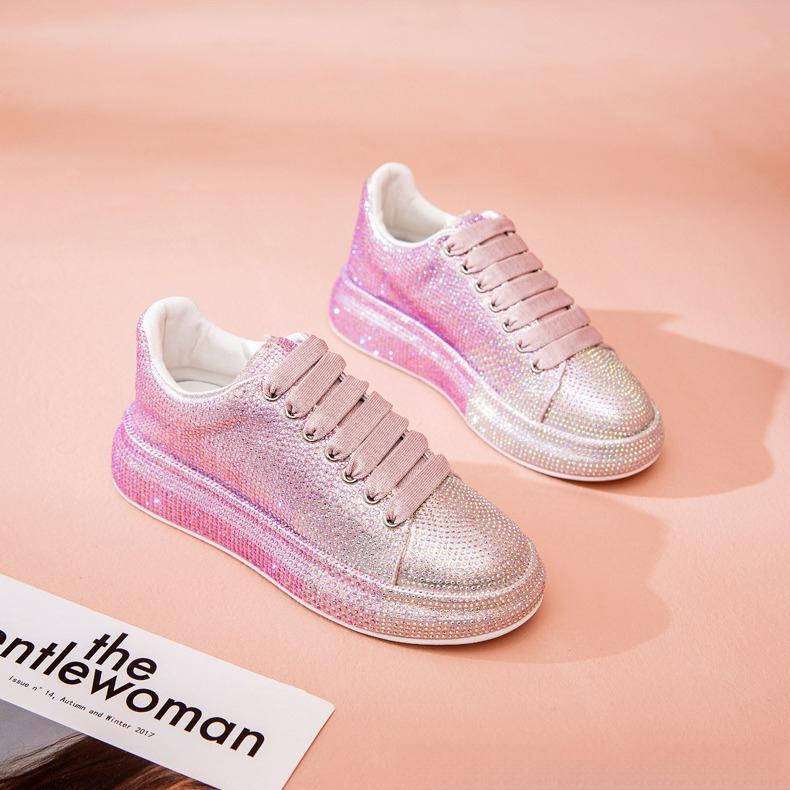 2026 trendy fashion night sky gradient color rhinestone thick-soled casual women's trendy shoes, comfortable and versatile, unisex