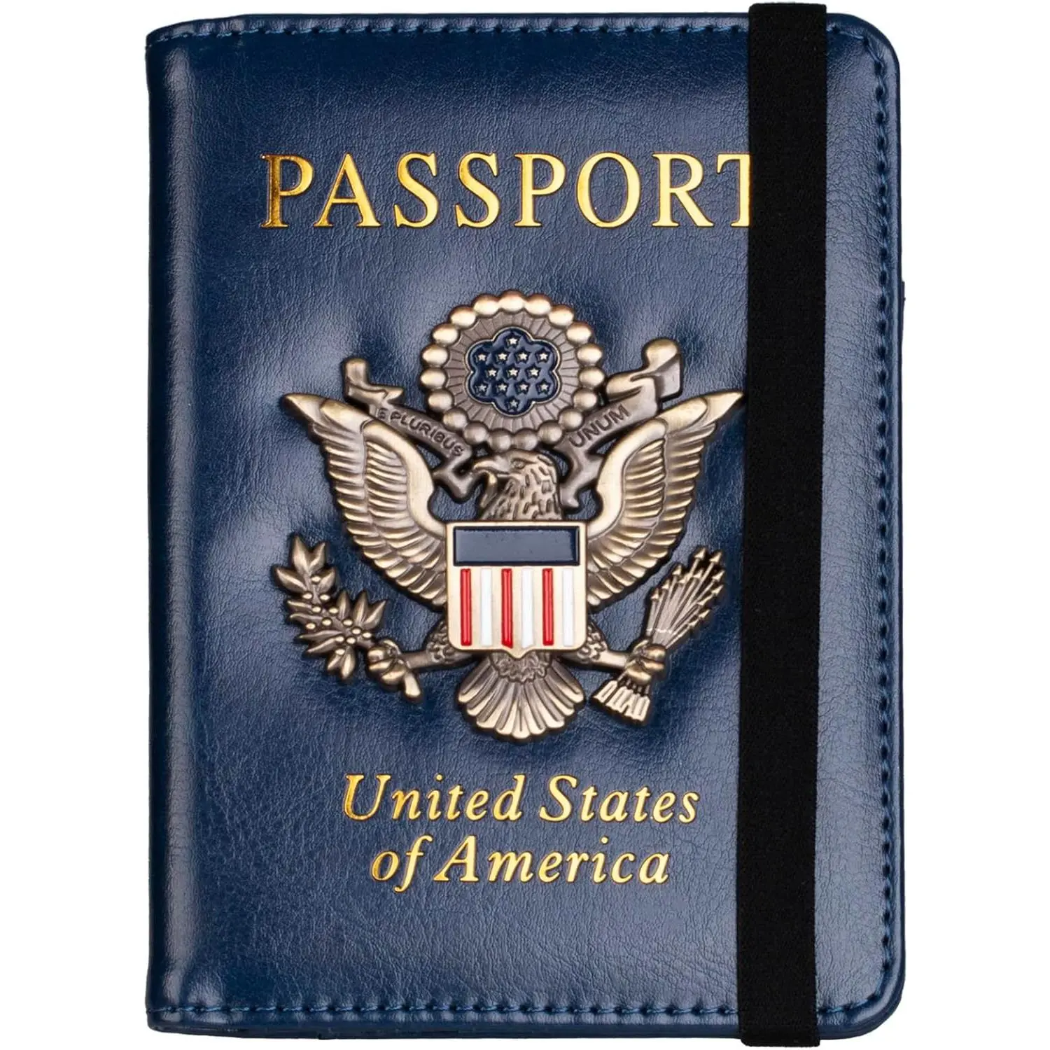 Unisex Shockproof Padded Leather Waterproof RFID Blocking Travel Wallet - Brown Anti-Tear Passport Document Cover, 3D Embossed Metal Badge Accessory, 4.3"w x 6.7"l x 0.4"d