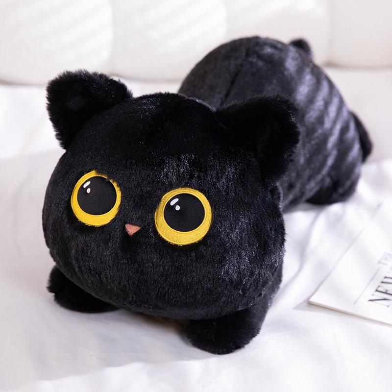 50-90cm Cute Black Cat Plush Toy Doll Kawaii Big Cuddly Pillow Cushion Ins Black Cat Plush Toy Doll For Boy Girl Brithday Gifts