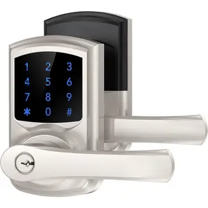 Keyless Entry Door Lock, Keypad Door-Lock with Code,  Digital  Lock for Front Door with Handle, Touchscreen, Satin Nickel