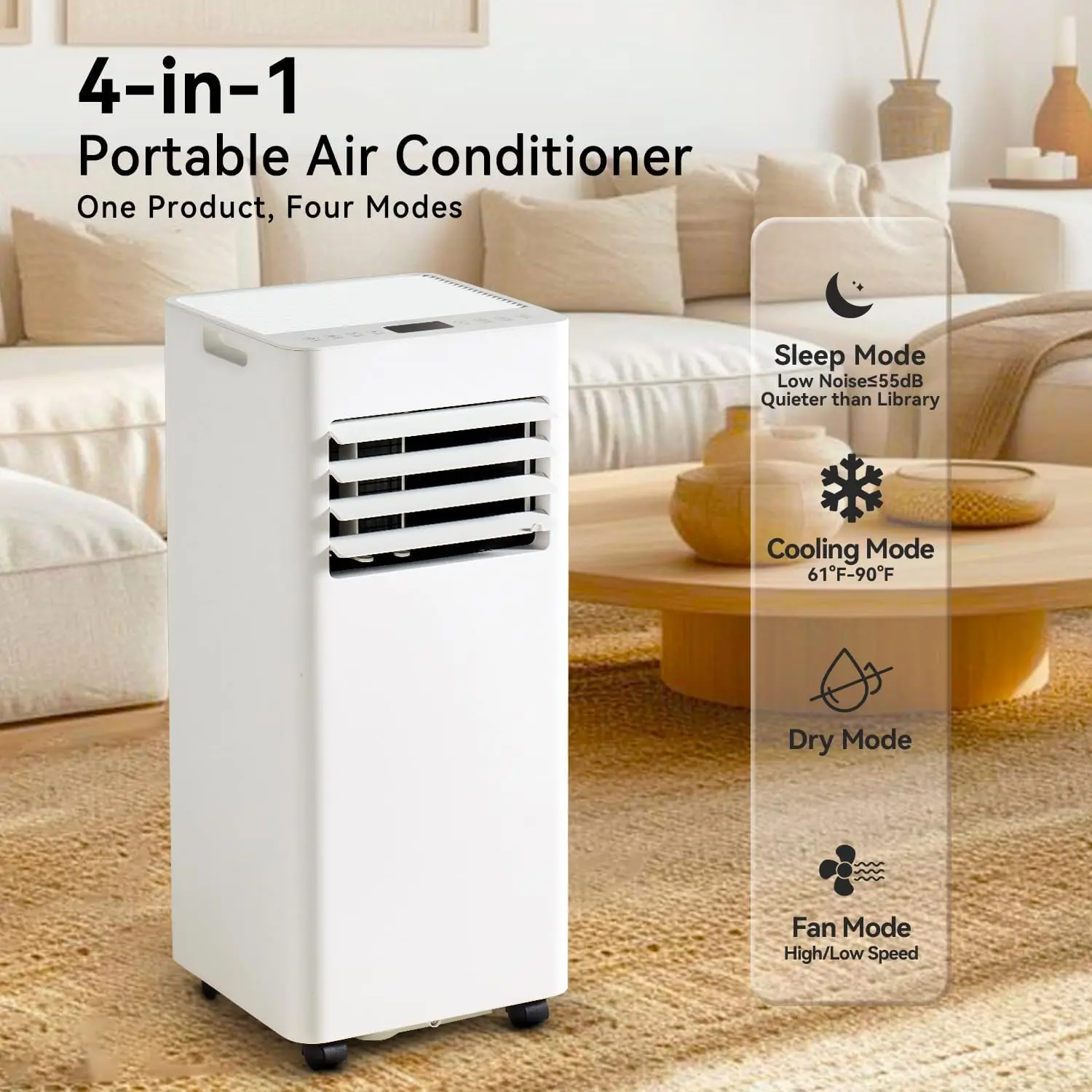 Aoxun 10000 BTU Portable Air Conditioners, 4-IN-1 AC Unit, Fast Cooling, Dehumidifier, Fan & 24H Timer Quiet Sleep, W/Remote Control, Window Kits, for Home/Office/Dorm