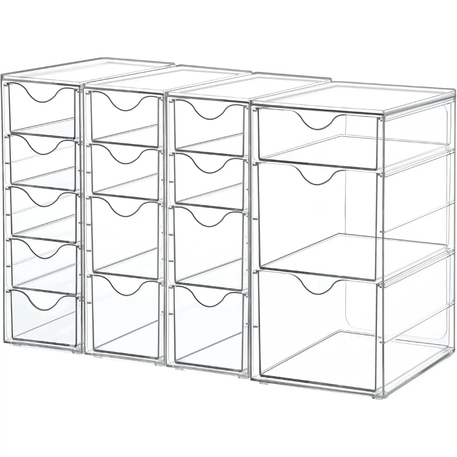 Acrylic Organizer with 16 Drawers (4 Set),Clear Storage Drawers for Office Supplies,Desk Organization and Storage for Makeup,Jewelry,Art Crafts