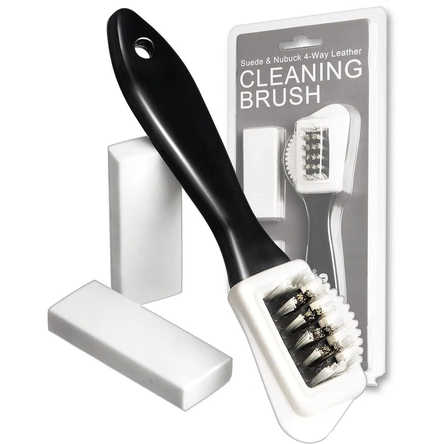Suede & Nubuck Leather 4 Way Cleaning Caring Brush Shoe & Boots Cleaner Essential Kit with Extra 2 Erasers