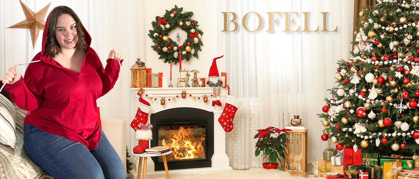 Bofell Womens Fashion Tops Hoodies for Women Pullover Oversized Sweatshirts Long SLeeve Shirts Loose Fit