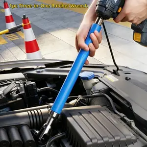3-in-1 Professional Long Handle Ratchet Wrench, Ratcheting Wrench, 1/2" Drive Heavy Duty High-Hardness Mechanics Spanner with Extendable Leverage for Tight Spaces and Garage