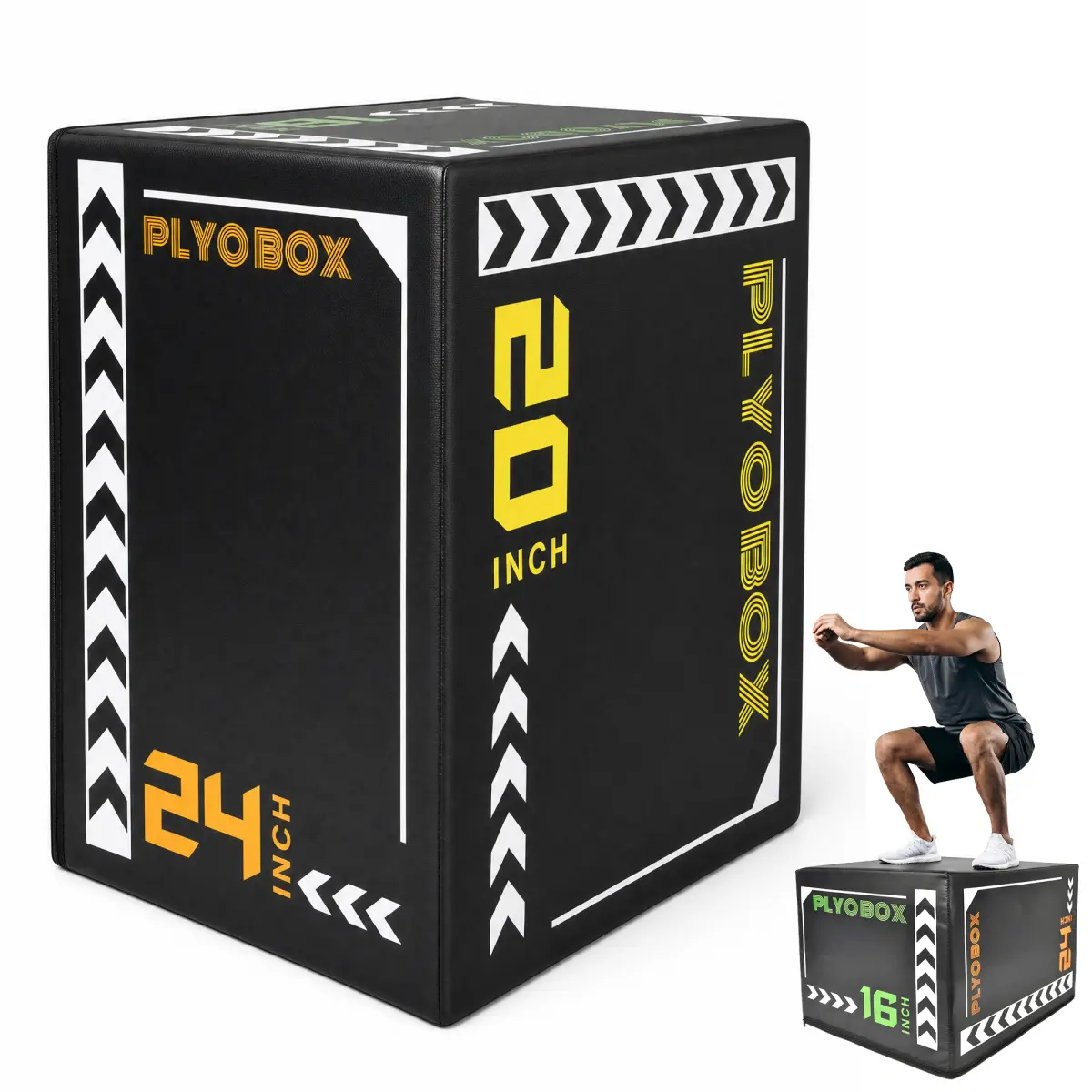 3-in-1 Foam Plyometric Jump Box,  Adjustable Height, Non-Slip Soft Plyo Box for HIIT, Crossfit & Home Gym Training