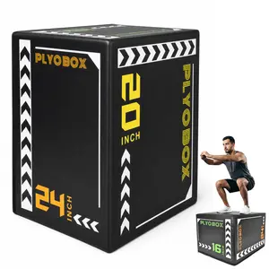 3-in-1 Foam Plyometric Jump Box,  Adjustable Height, Non-Slip Soft Plyo Box for HIIT, Crossfit & Home Gym Training