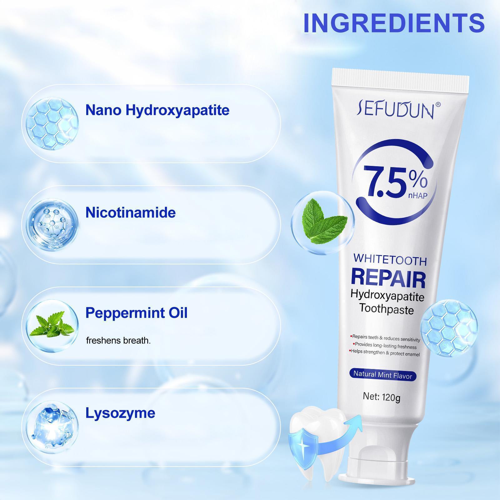 120g Mint Hydroxyapatite Toothpaste Mild Non-Irritating Formula, Supports Oral Health for Sensitive Teeth