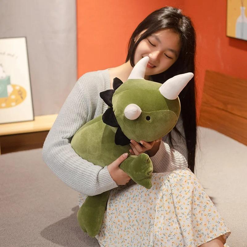 Cute Dinosaur Weighted Plush Toy Cartoon Game Character Pink Green Dinosaur Soft Stuffed Pillow For Kid Christmas Birthday Gift