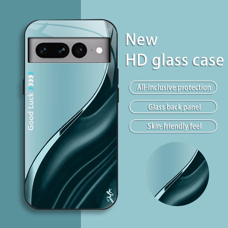 Suitable for [Google Pixel 7 Pro] Simple silk gradient glass phone case, affordable, fully shockproof, drop-proof and wear-resistant-888
