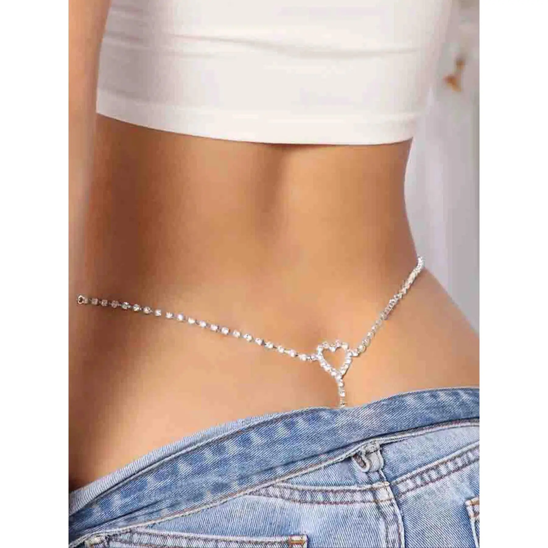 Heart-Shaped Waist Chain, Trendy Lightweight Body Jewelry, Adjustable Swimwear Accessory for Festival Outfits & Pool Parties, Adjustable Chain, Beach Parties, Cute Jewelry, Decorative Chain Accessory