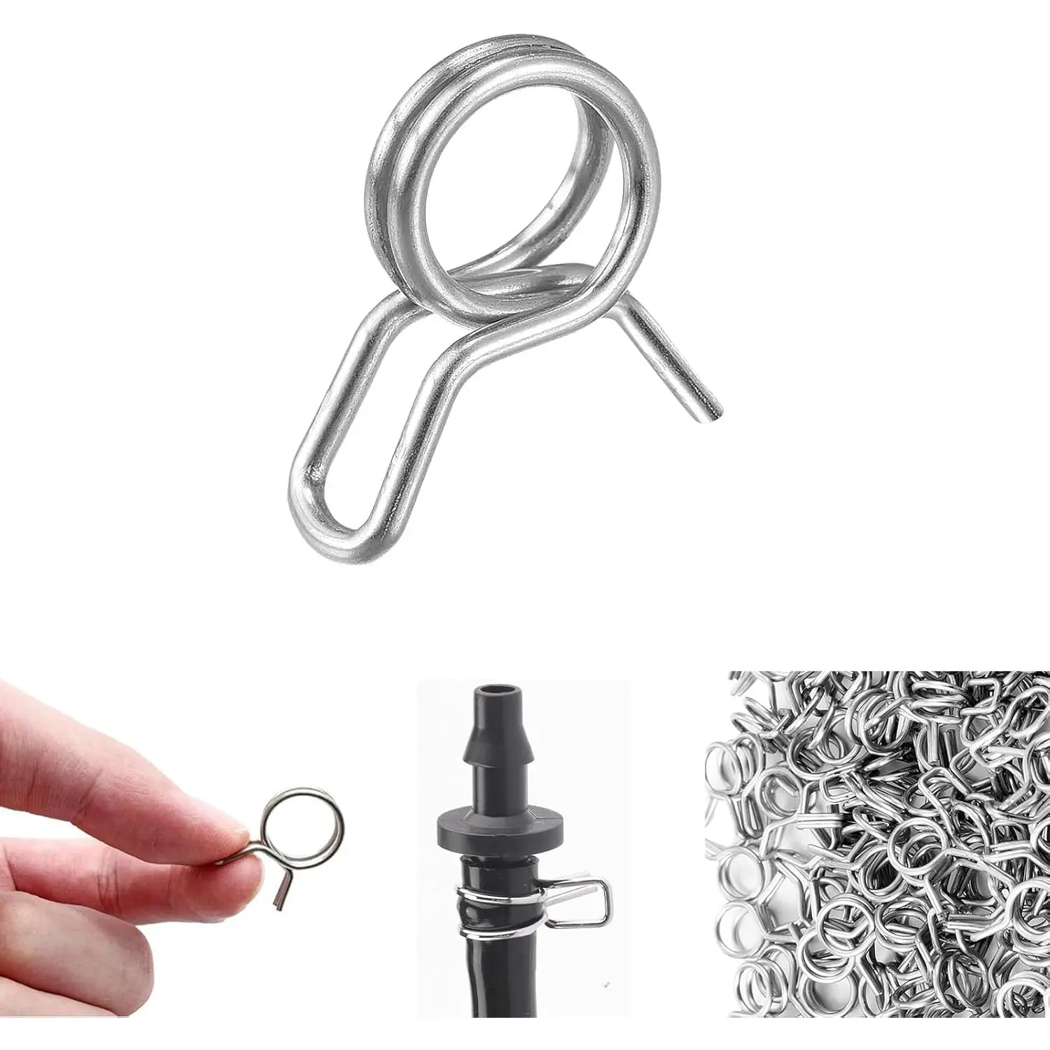 1/4" Irrigation Hose Clamp, Leak-Proof, Easy to Install, Solution for Drip Irrigation Kit Connector, Fit (100pcs)