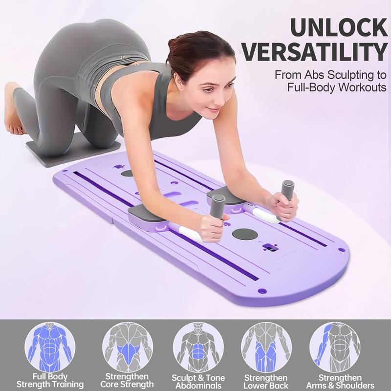 8-in-1 multifunctional folding stretch board, training board set with resistance bands, home fitness, push-up training. Multiple training methods, can be used for abs, biceps, triceps, and full-body core strength exercises. Foldable design, space-saving,