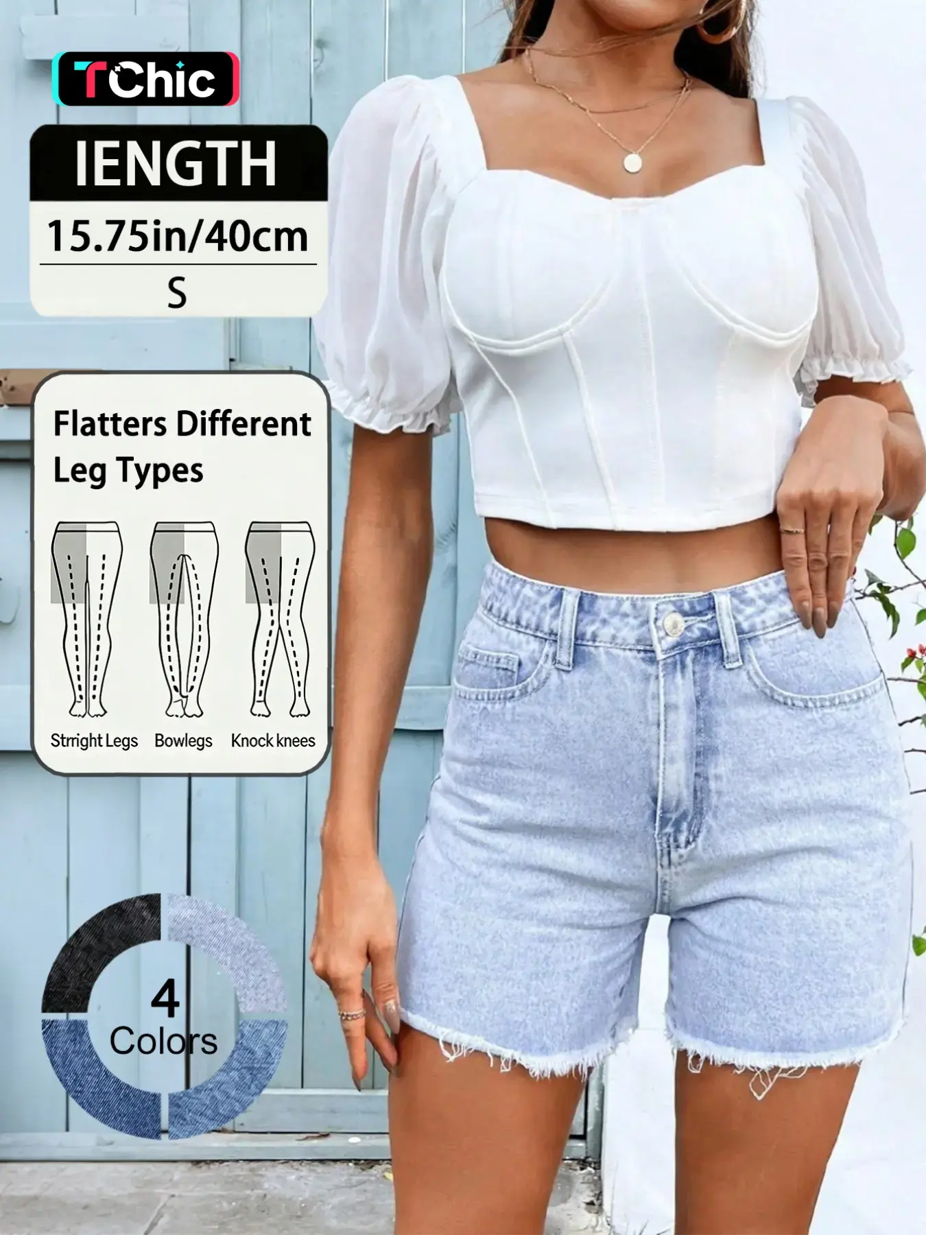 Women's High-Waisted Stretchy Denim Shorts, Basic Denim Shorts, Casual Jean Shorts, Casual Fitted Jorts, Elegant Casual Summer Wear, Fitted Plain Design, Button Fly Closure, Versatile Stylish