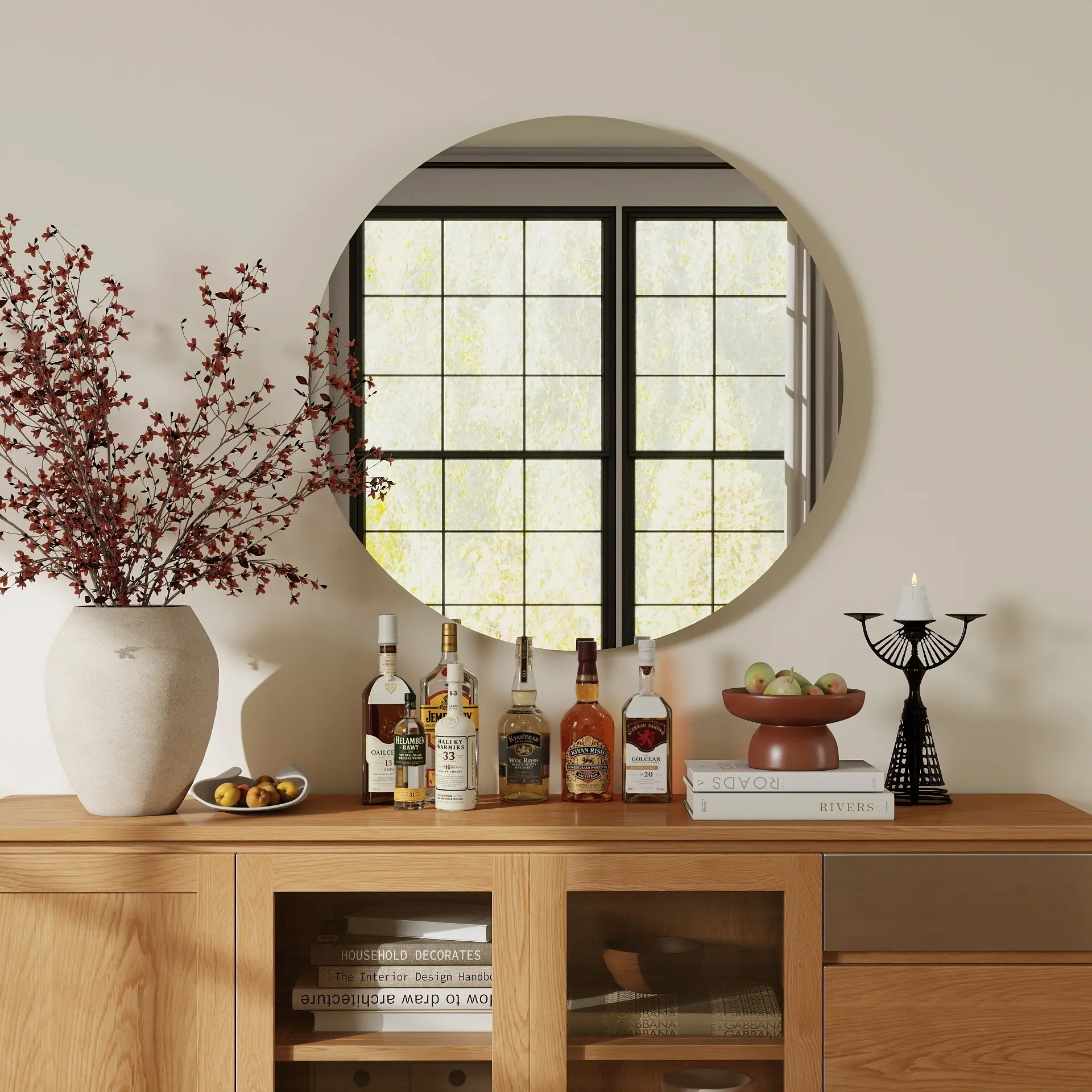 Nokaa 70cm Round Bathroom Mirror Wall-Mounted Vanity Mirror with Matte White Backboard, Modern Circle Hanging Mirror for Bathroom, Bedroom, Living Room, Entryway, 27.6 Inch Diameter, Single Pack