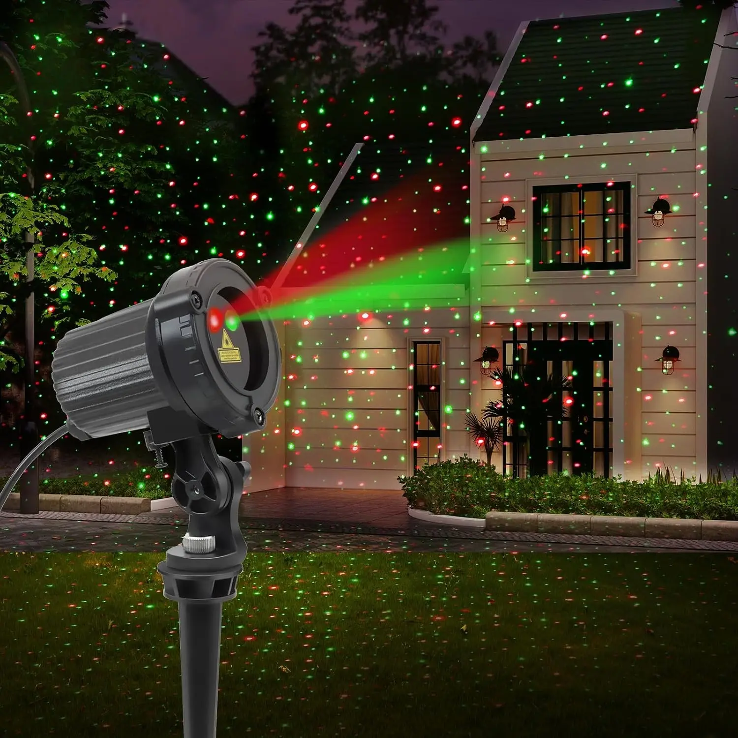 Laser Christmas Projector Lights Outdoor, Outdoor Garden Laser Light, Landscape Lights with Red and Green Stars, IP65 Waterproof, Cold Resistant, Suitable for Holiday, Party, Garden Decoration
