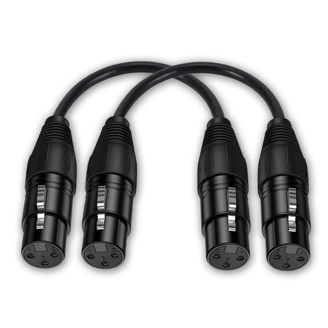 Seefeeful 6inch 2-Pack XLR Female to Female Balanced Audio , 3-Pin Microphone Cords -Free Copper(OFC) - Mic Patch Cables for Audio and Sound Equipment for Mixer Microphone DMX