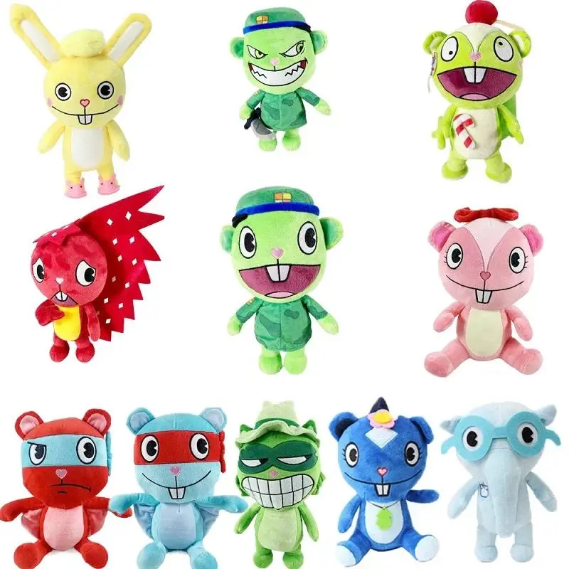 HTF Happy Tree Friends Plush Doll Toy Flippy Fliqpy Nutty Flaky Stuffed Animal Lammy Cosplay Props Fans Collection Kids Gifts