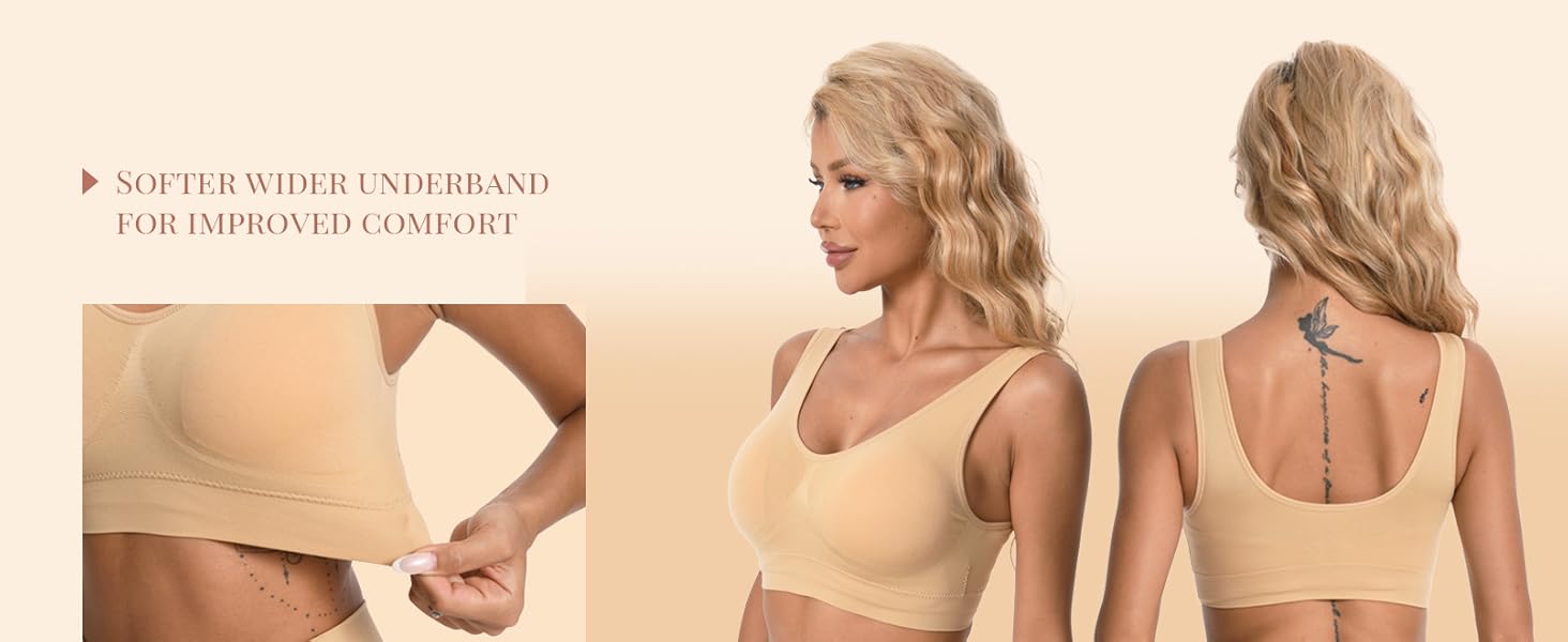 Women's 3 Pack Seamless Comfortable Sports Bra with Removable Pads