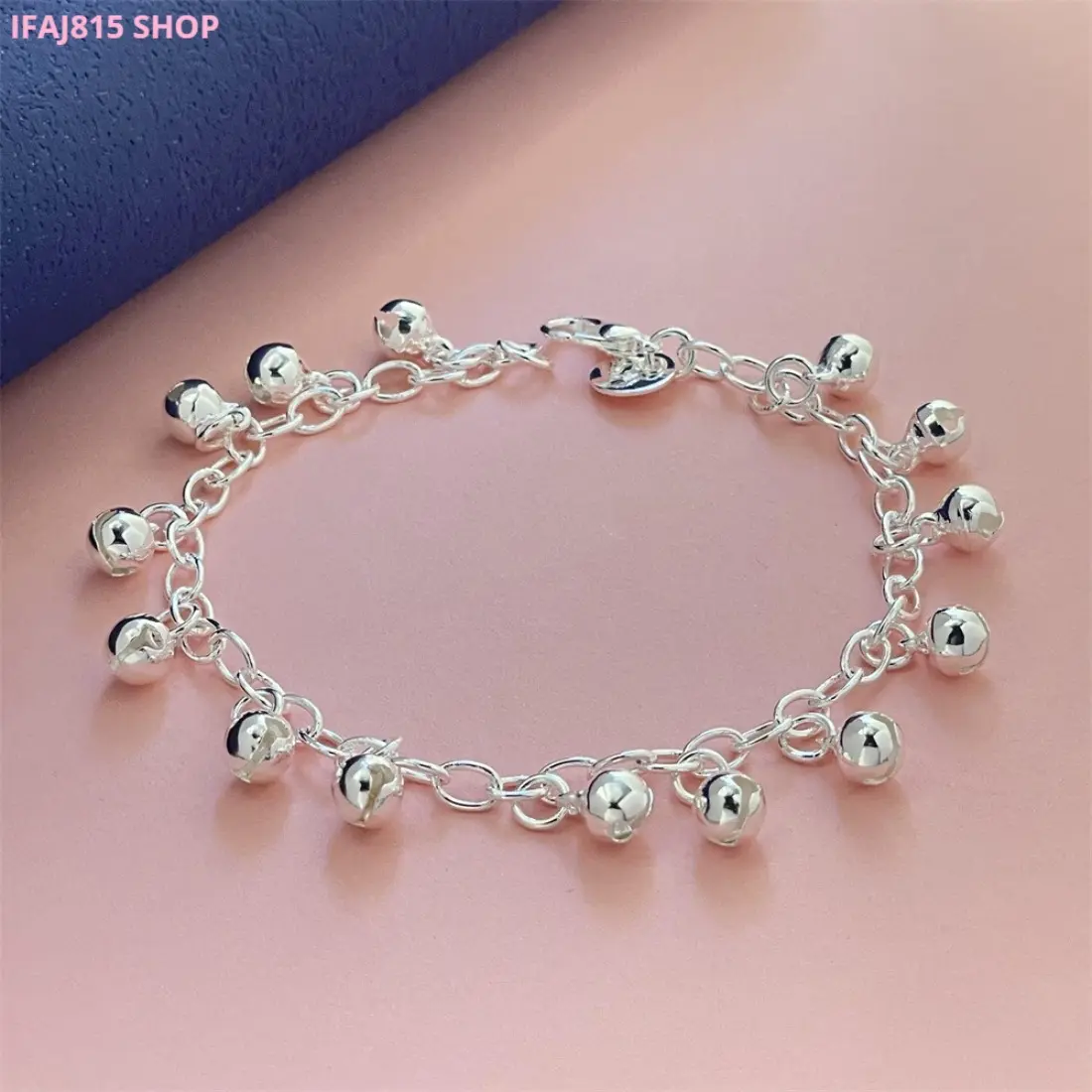 Women's 925 Sterling Silver Bracelet, Elegant Pendant Charm Bracelet with Premium Real Silver Finish, Minimalist Adjustable Jewelry for Women, Hypoallergenic Anti Tarnish Fashion Bracelet, Beautiful Gift for Her, Wedding Jewelry, Anniversary and Everyday