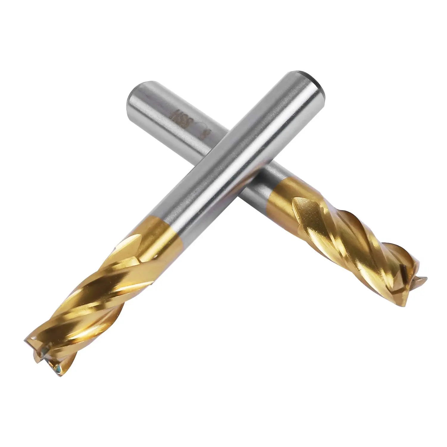 4-Flute Titanium Coated Carbide End Mill Bit, 5/16 inch / 8 mm