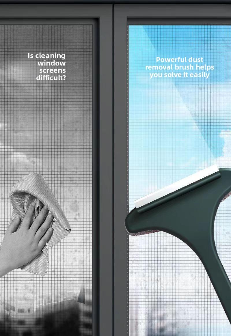 2-in-1 Screen Cleaning Brush Multi-Functional Household Window Cleaning Brush No Disassembly Double-Sided Cleaning Glass Scraper Window Groove Water Scraper