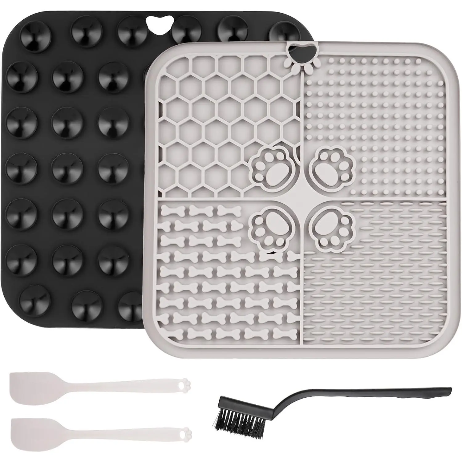 2 count Lick Mat for Dogs Cats,   Mats with Suction Cups,  Licking Mat,   Peanut Butter Lick Pad, Enrichment  Slow Feeder Mats for Bathing , with 2 Scrapers