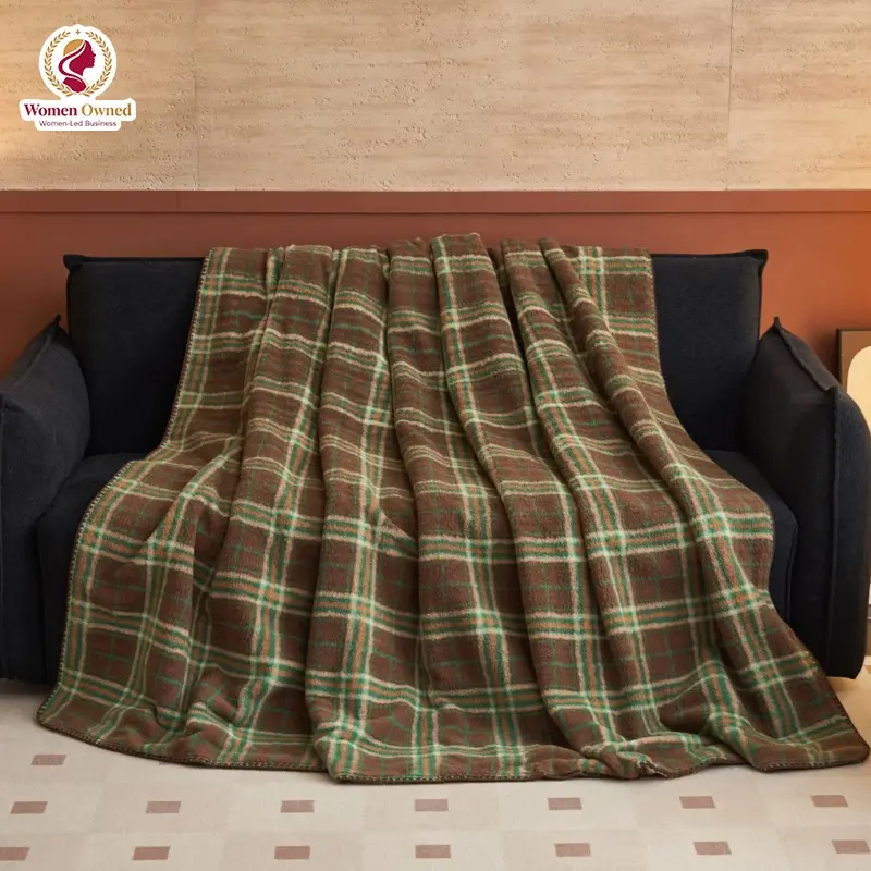 Vintage Plaid Double Layer Blanket, Alpaca Wool Blanket, Soft and Comfortable, Multi-Scene Use, All Seasons, Non-Shedding