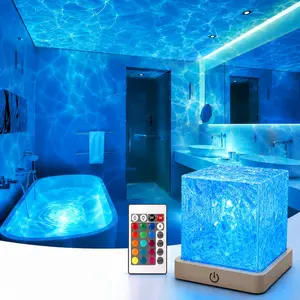 Ocean Wave Projector Lamp, 16 Colors Changing LED Water Ripple Ambient Night Light, USB Powered Dimmable Mood Light with Remote Control for Bedroom, Living Room, Party and Holiday Decor