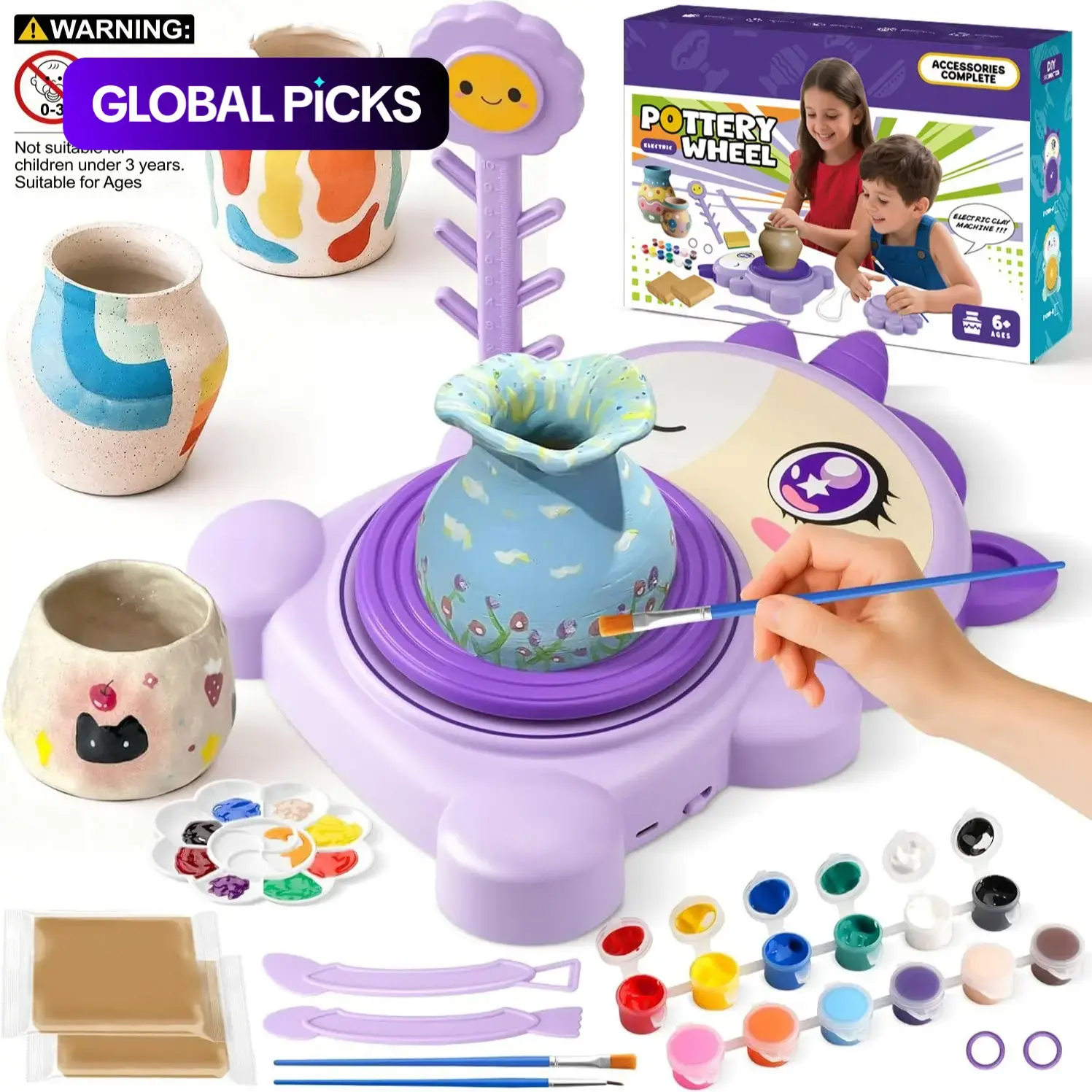 Pottery Wheel Set, Full Ceramic Painting Kit with Air-Dry Clay, Creative Birthday Gift for Kids 6-12, Fun Educational Art Supplies, Handicraft Crafts For Kids, Clay Tools, Handcraft, DIY Kit