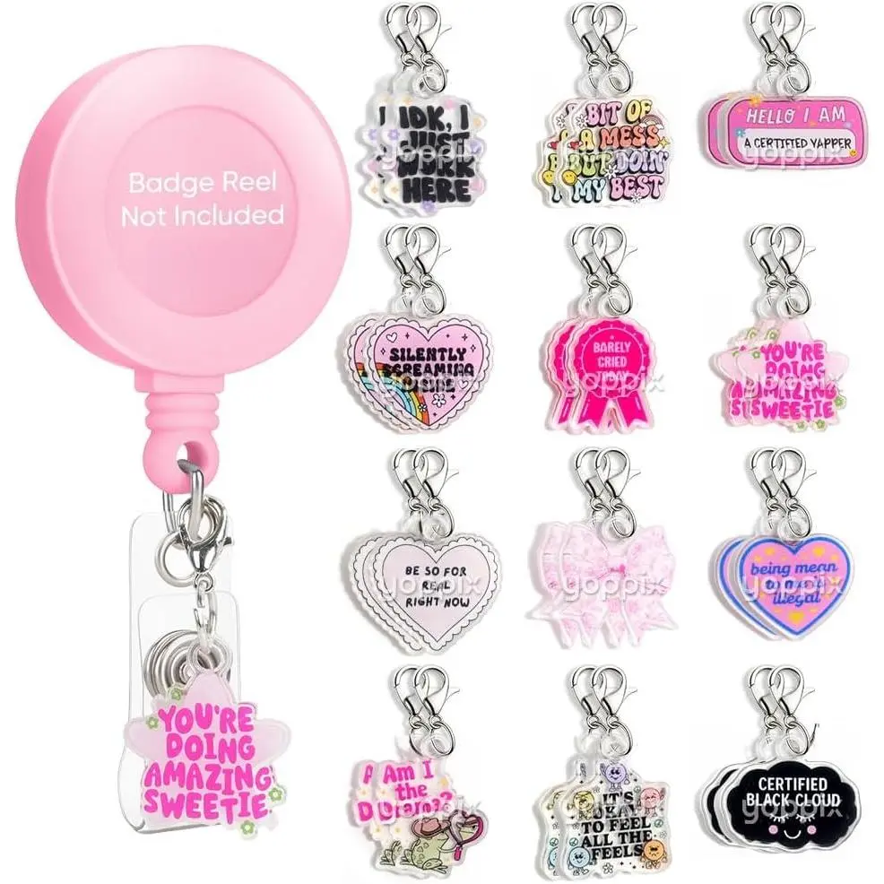 24 count Nurse Badge Reel Charms - Cute & Funny  Charms for ID Holders,  for ,  Staff, Teachers, Students & Office Professionals