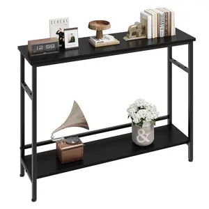 GARVEEEntryway Console Table with Storage, 39.3 Rustic Sofa Table, Adjustable Shelf, MDF & Metal, Sturdy, Easy Setup, Black, Living Room