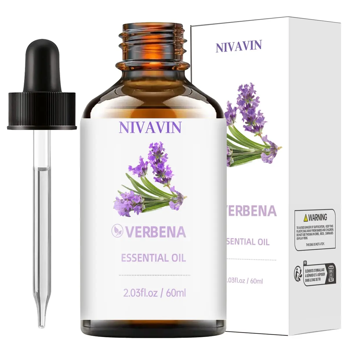 Nivavin Verbena Essential Oil Aromatherapy Scented Oils 60ML, 100% Natural Plant Extract, Long-Lasting Fragrance, Ideal for Home Office DIY, Perfect Gift