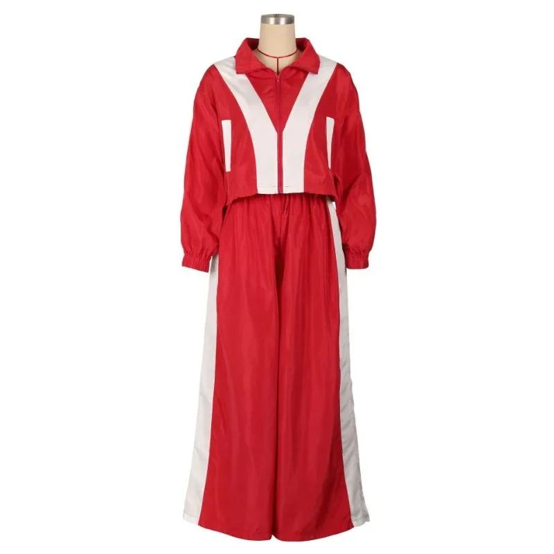 two-piece set woman Color Patchwork Women Tracksuits Matching 2 Piece Sets Zipper Long Sleeve Jackets Crop Top + Wide Leg Pants Fashion Streetwear