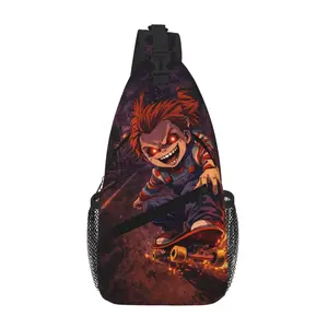 Chucky Large Capacity Sling Chest Bag for Daily Commute Outdoor Hiking and Business Cartoon Casual for School and Tablet Gift for Women and Men