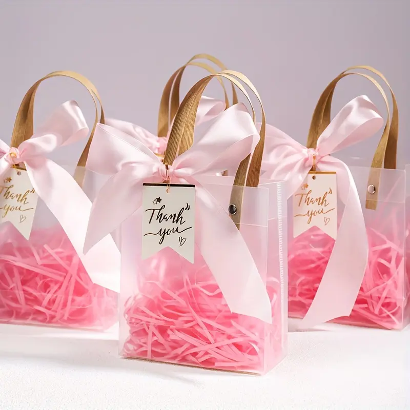Elegant Gift Bags with Ribbon, Transparent PVC Material, Creative Gift Packaging, Perfect for Weddings, Birthdays, Christmas, Valentine's Day