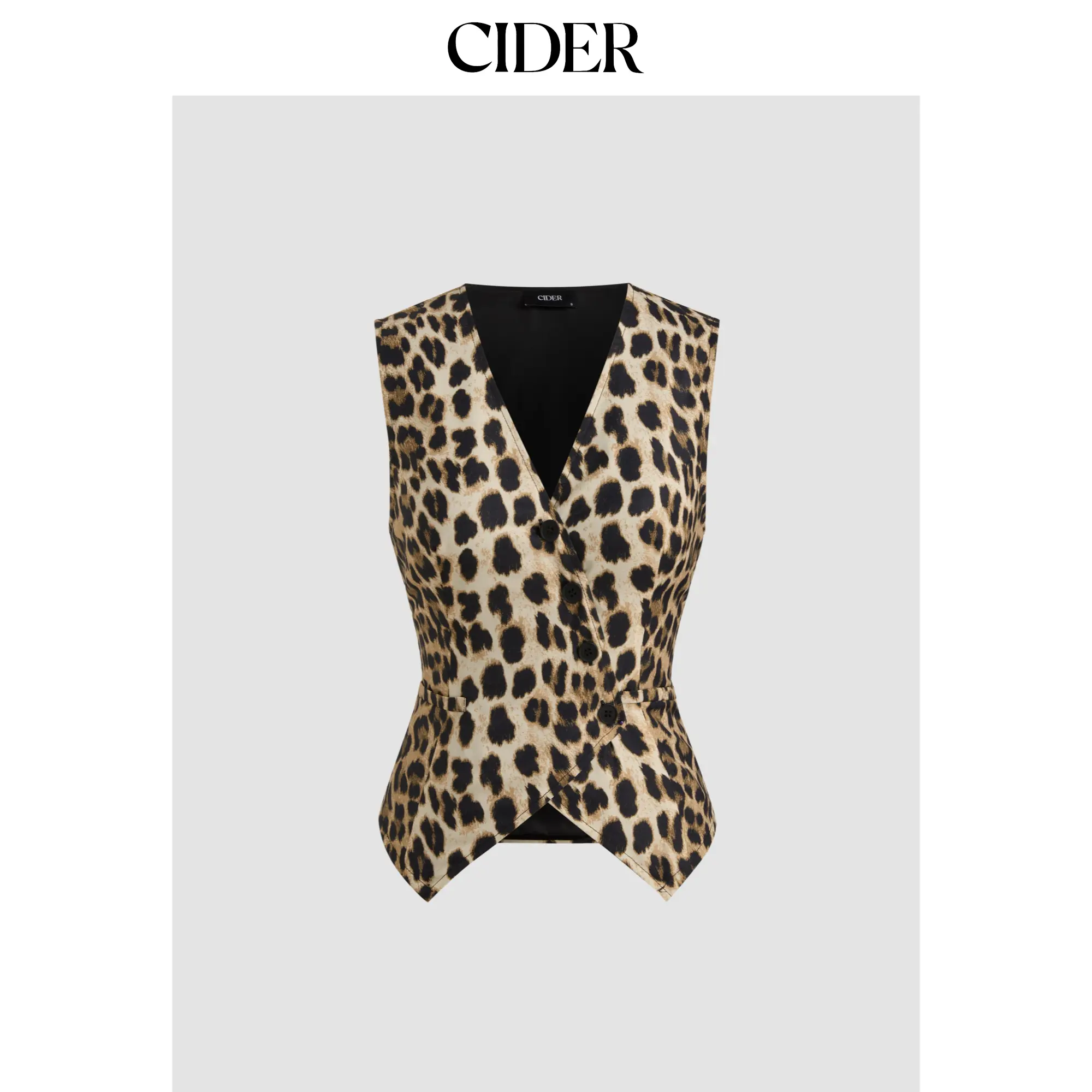 Cider [size 2-26] V-Neck Waistcoat In Leopard Print SummerFinds