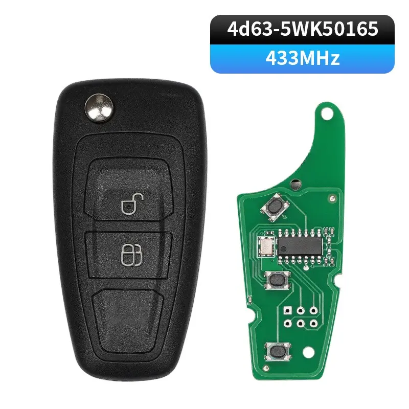5WK50165 With 4D46 Chip 433 Mhz 2 Buttons HU101 Blade Car Remote Key Auto Accessories For Ford Ranger 2011 2012 2013 2014 2015