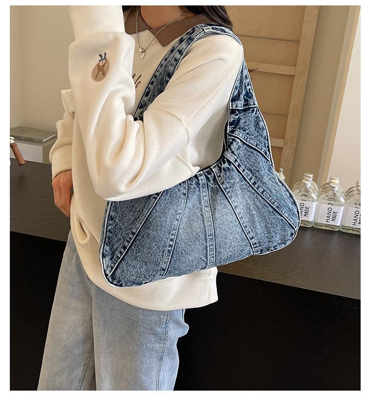 Fashionable Denim Shoulder Bag for Women – New Trendy Design for Cool Girls – Small Casual & Practical Everyday Armhole Bag