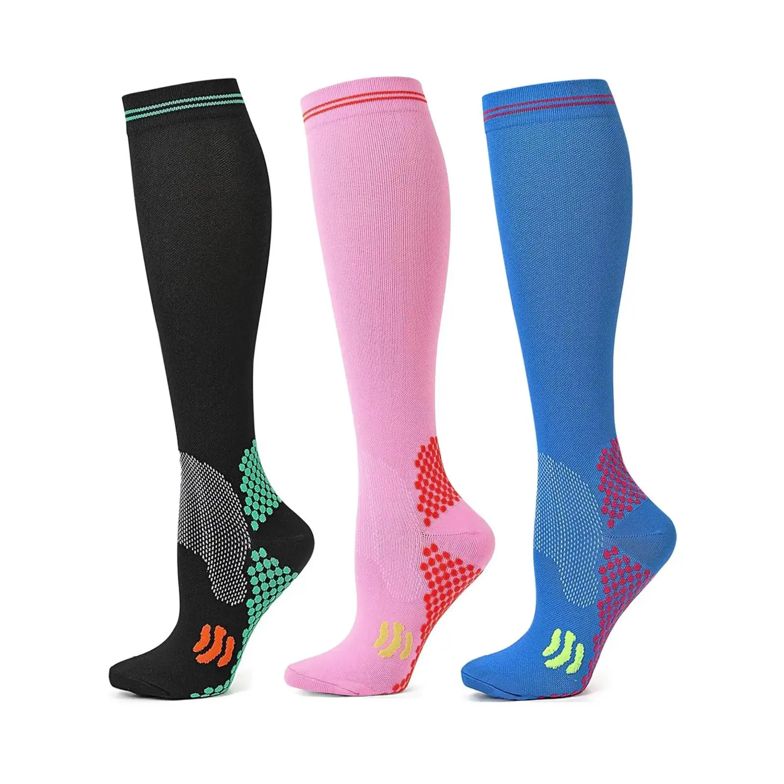 3 Pairs Compression Socks, Breathable Sport Socks for Running Jogging Cycling, Athletic Socks for Men & Women