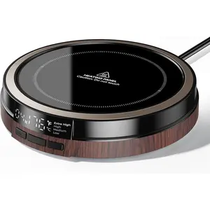 Coffee Mug Warmer for Desk, 50W Fast Heating Cup Warmer with Smart Display, 4 Temps & 12H Timer, Auto Shut Off for Tea, Milk, Hot Drinks - Wood Effect