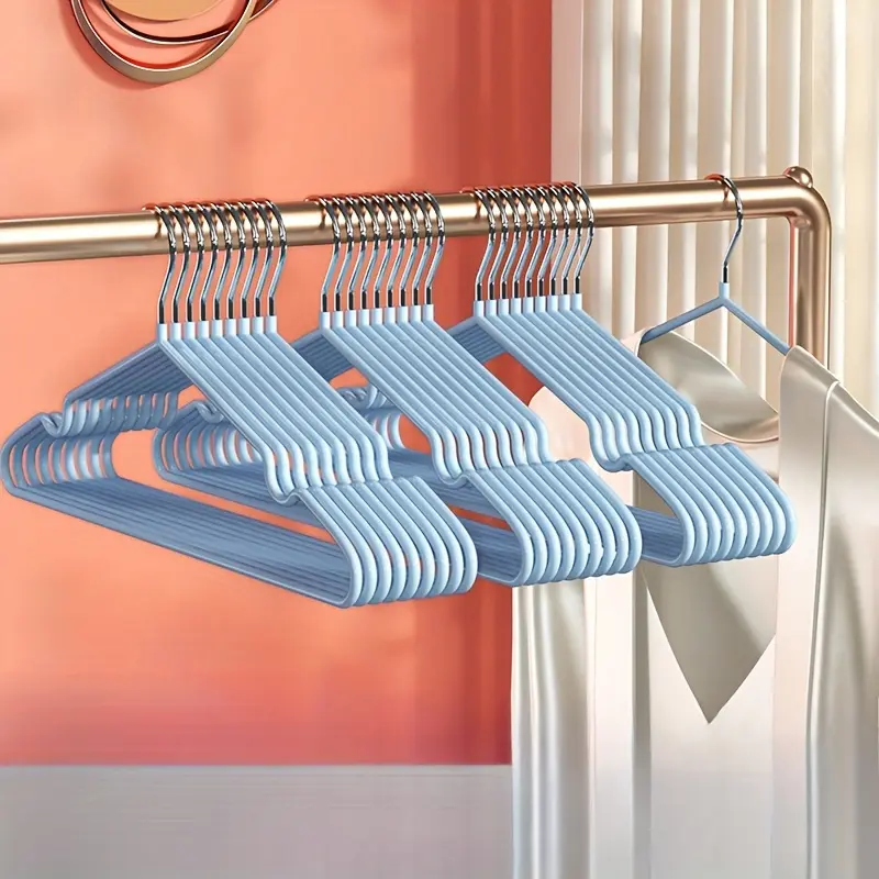 10/20/30pcs Non Slip Heavy Duty Metal Clothes Hangers with Rubber Coating,No Bump Thickened Garment Hangers for Adults,Space Saving Clothes Hooks with Shoulder Notches Prevent Slipping,Durable Wardrobe Storage Hanging Rack